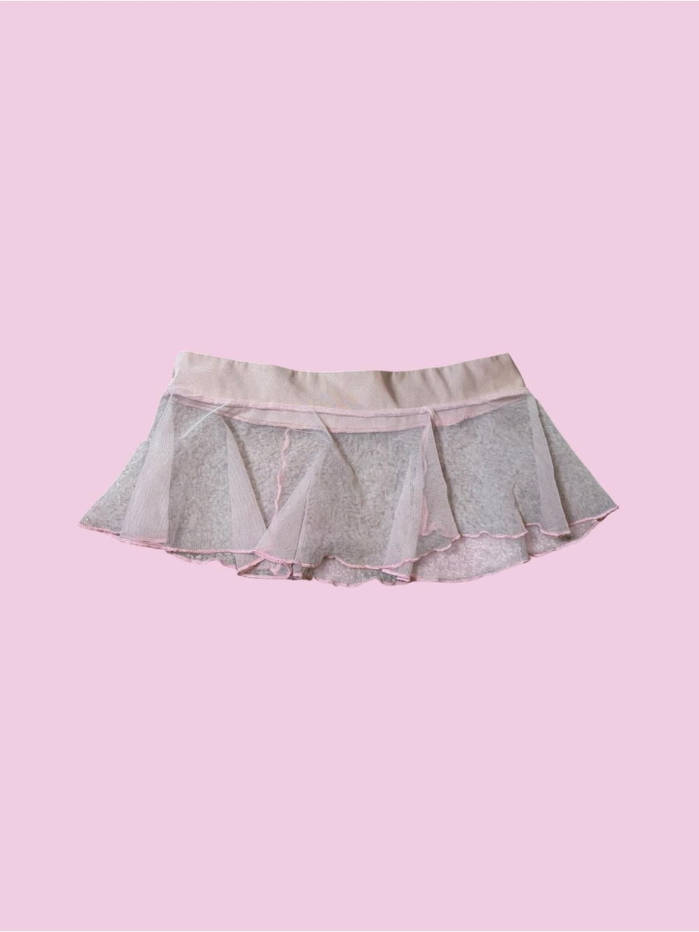 Sheer Pink Ruffle micro Mini Skirt - Picture 5 of 5